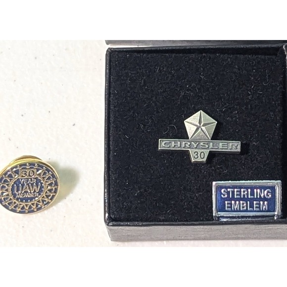 Chrysler Other - 30 Year Chrysler Sterling Silver Tie Pin & 30 Year UAW Lapel Pin